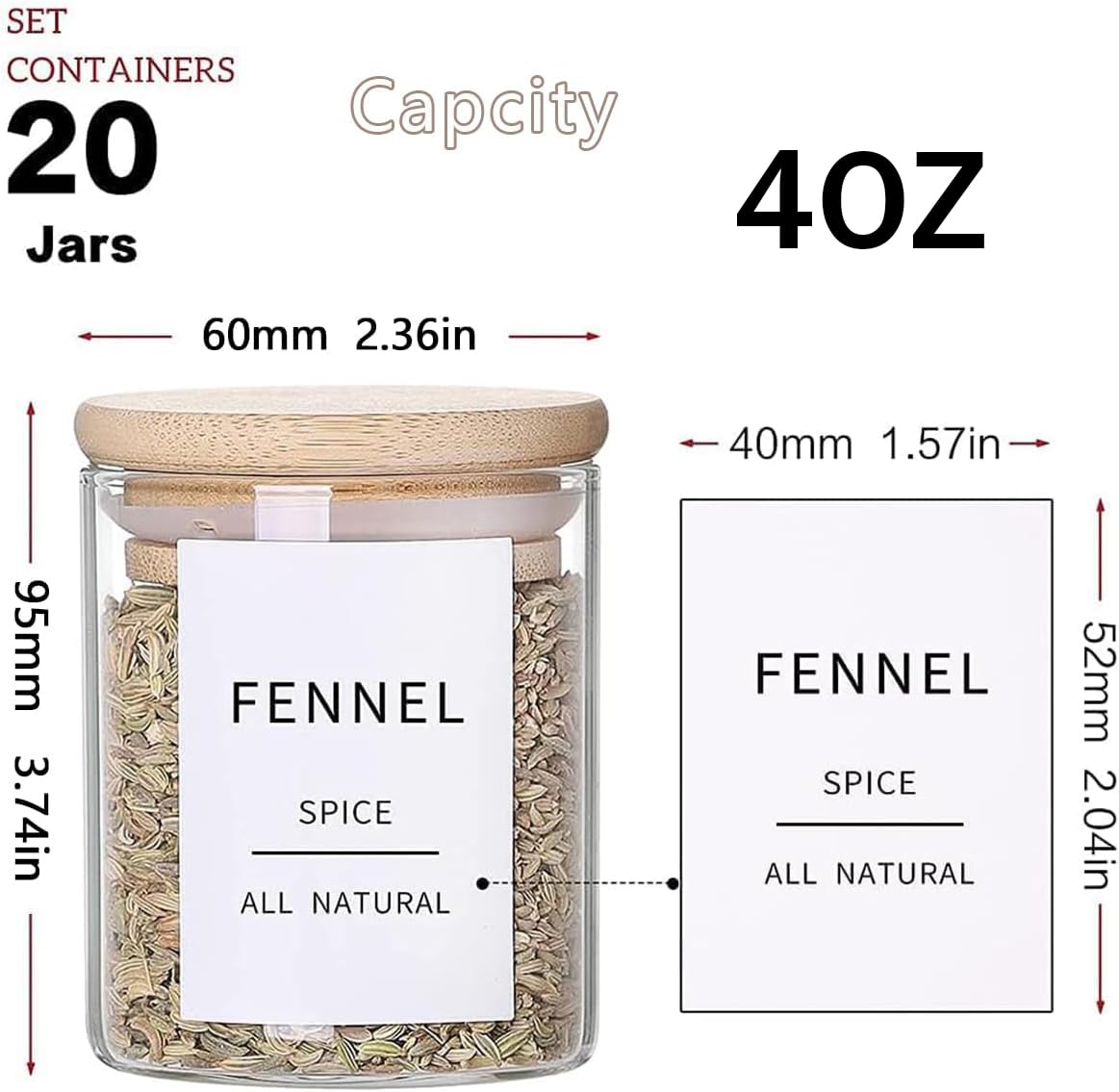 HHMJSM 4oz spice containers with labels help easy identification and freshness.