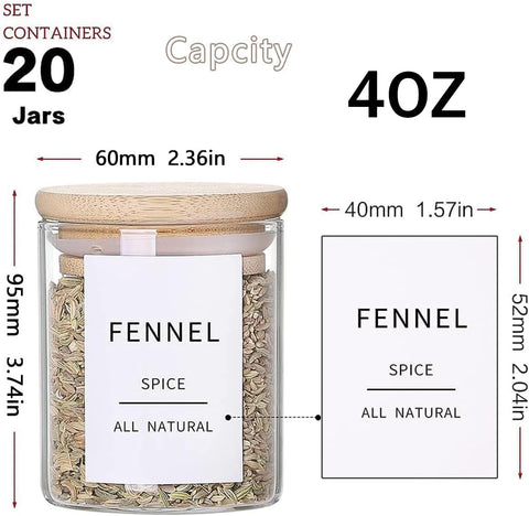 HHMJSM 4oz spice containers with labels help easy identification and freshness.
