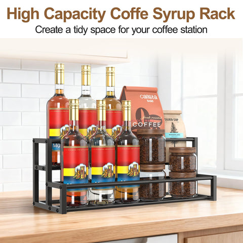 HHOKEM expandable syrup rack extended to 12 bottles for full lineup