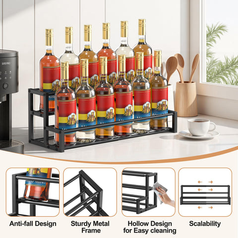 HHOKEM syrup organizer installed in a compact kitchen coffee bar