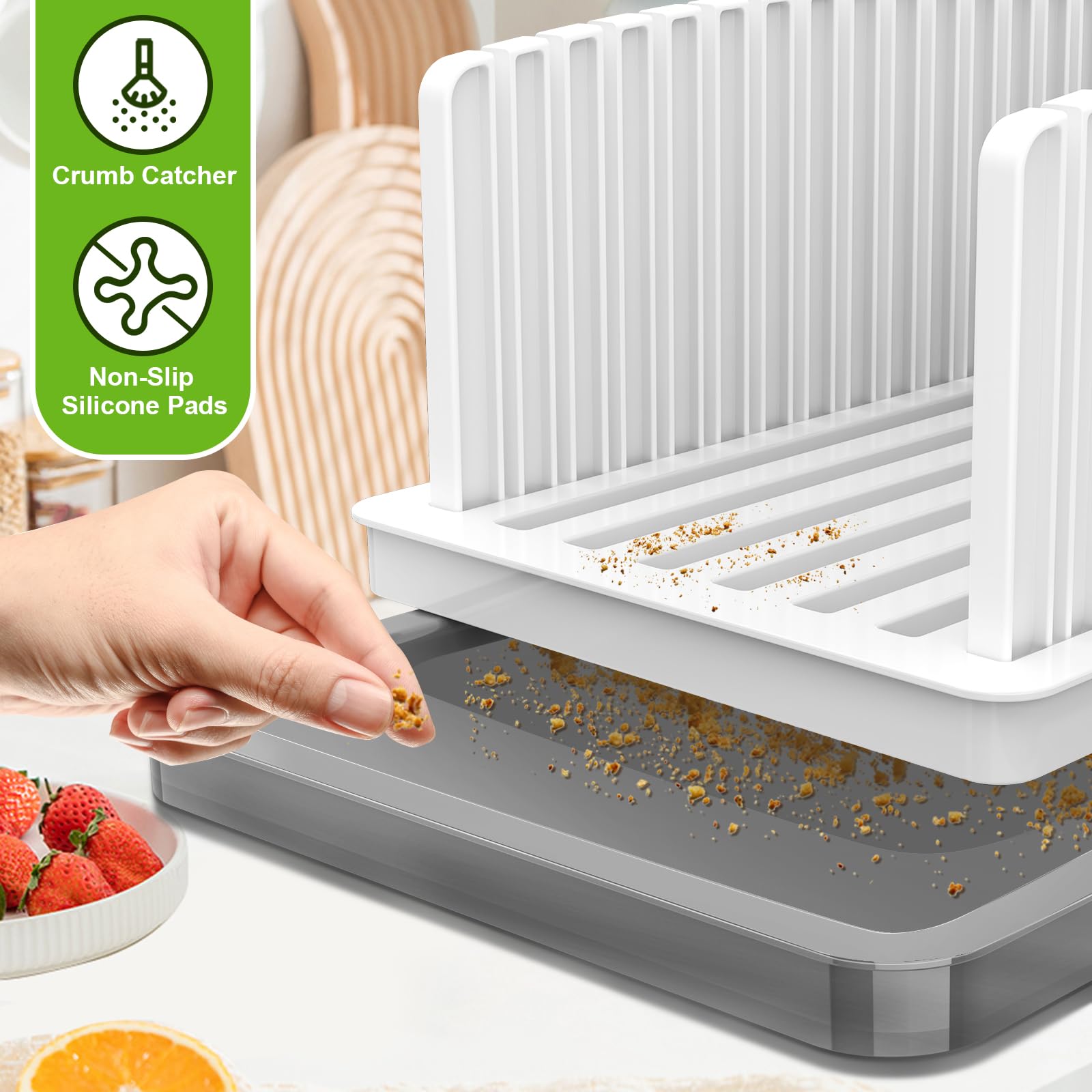 HHXRISE dishwasher-safe plastic bread slicer for easy cleaning.