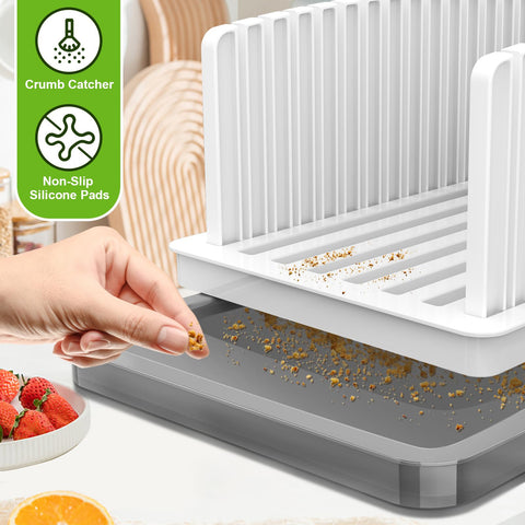 HHXRISE dishwasher-safe plastic bread slicer for easy cleaning.