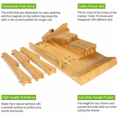 HHXRISE keeps knives in place, reducing movement and drawer jams.