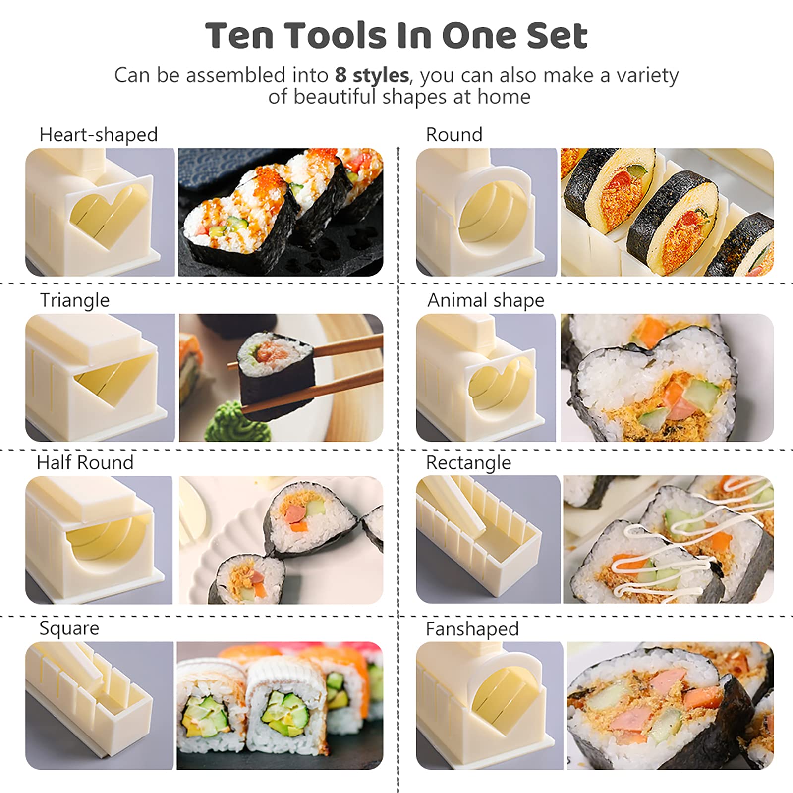 HI NINGER deluxe square sushi mold for tidy rectangle rolls