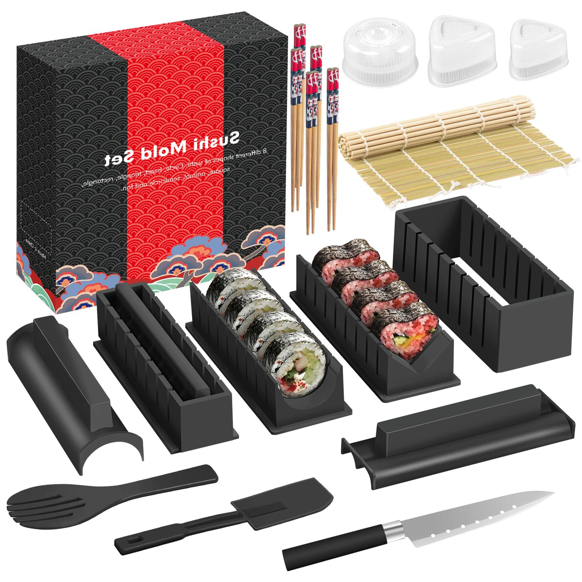 HI NINGER sushi making kit deluxe 17pcs for home sushi creations and party gatherings