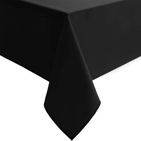 Hiasan black tablecloth 54x54 close-up of durable polyester fabric.