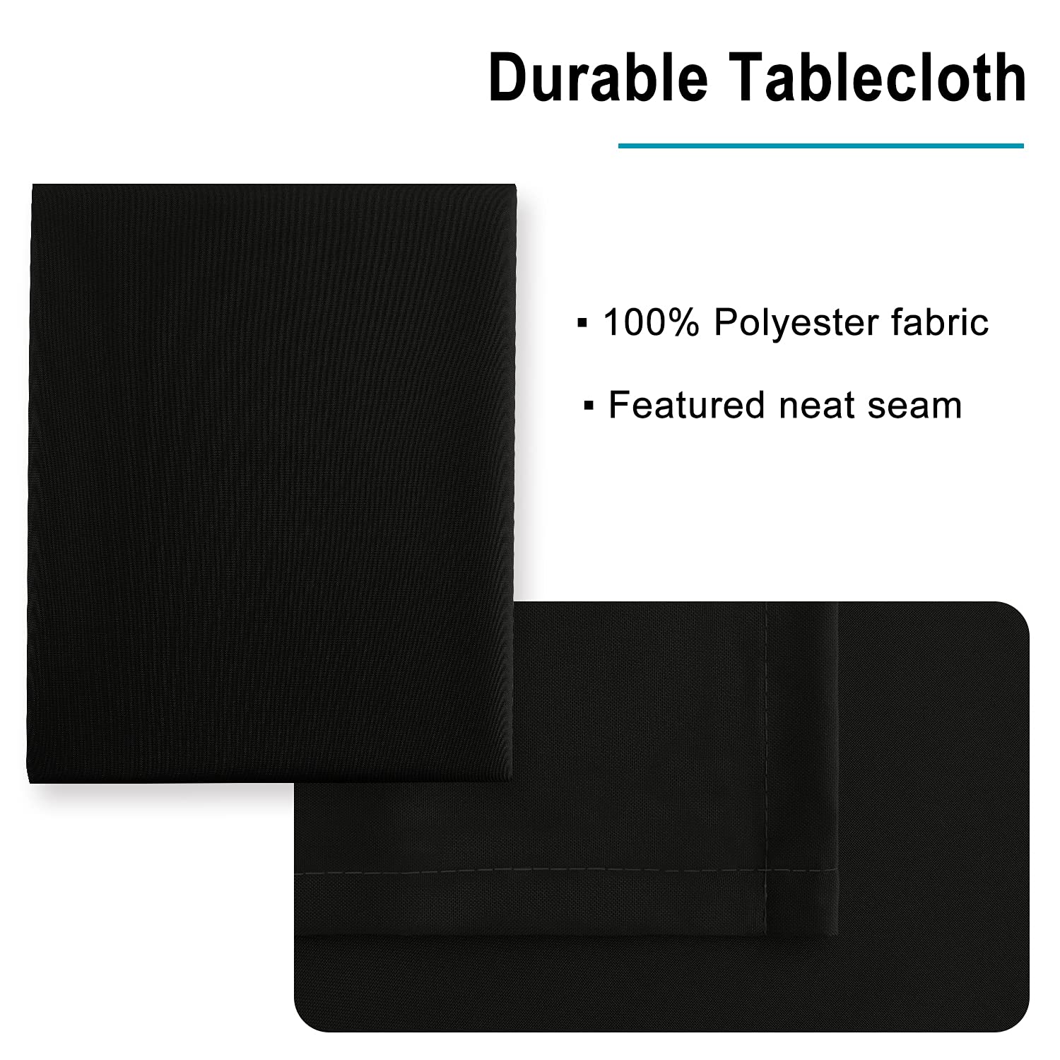 Hiasan black tablecloth 54x54 easy care, washable and wrinkle-free after ironing.