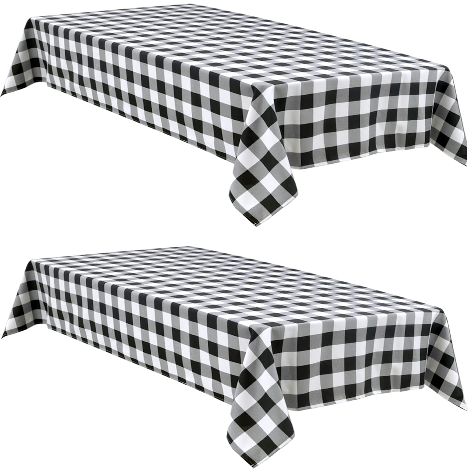 Hiasan buffalo plaid tablecloth 60x84 inch in black and white for casual dining.