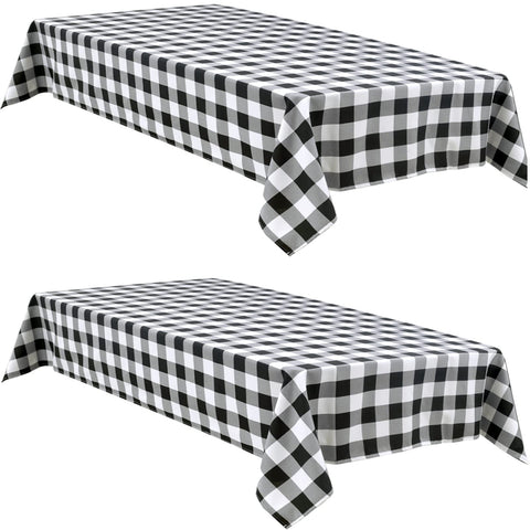 Hiasan buffalo plaid tablecloth 60x84 inch in black and white for casual dining.