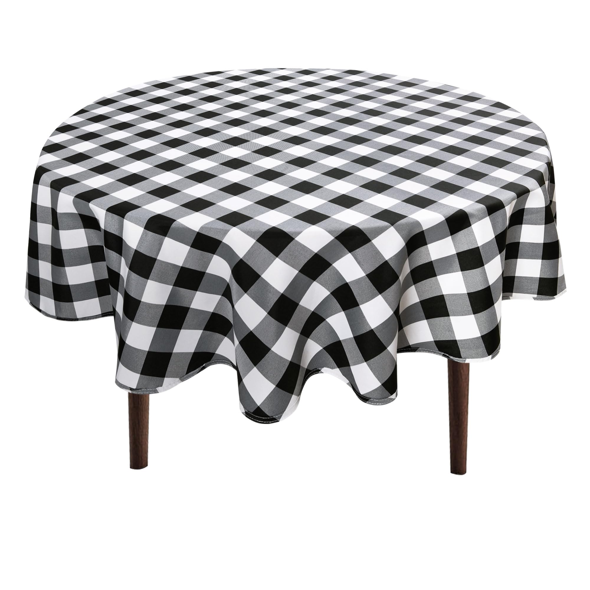 Hiasan checkered round tablecloth protects surfaces with waterproofing for meals.