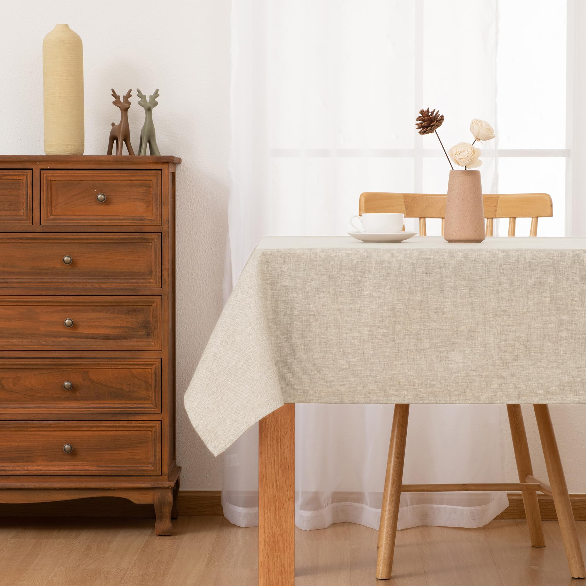 Close-up of Hiasan faux linen weave highlights the premium texture.