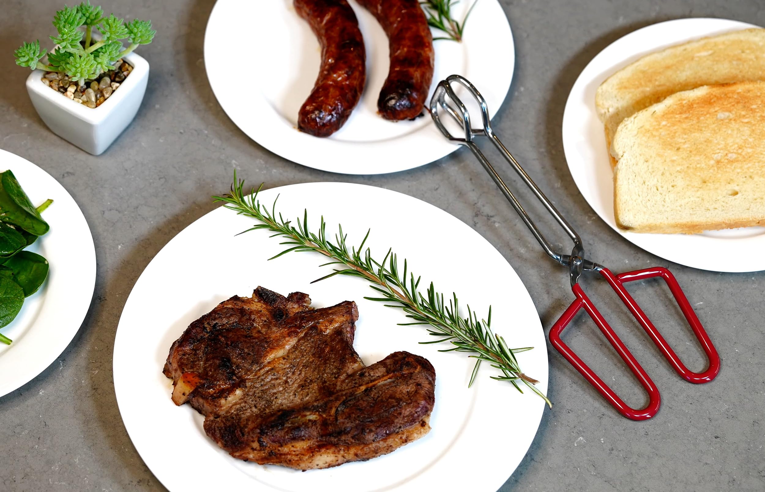 Hiash heat-resistant tongs keep hands safe while flipping hot foods.