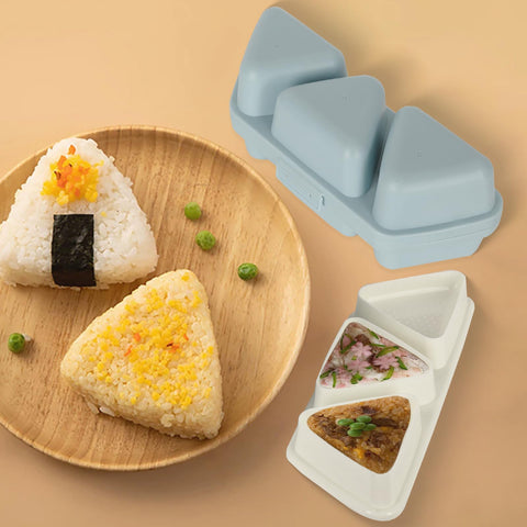 HIBILDER finished triangle rice balls on a plate ready to serve.