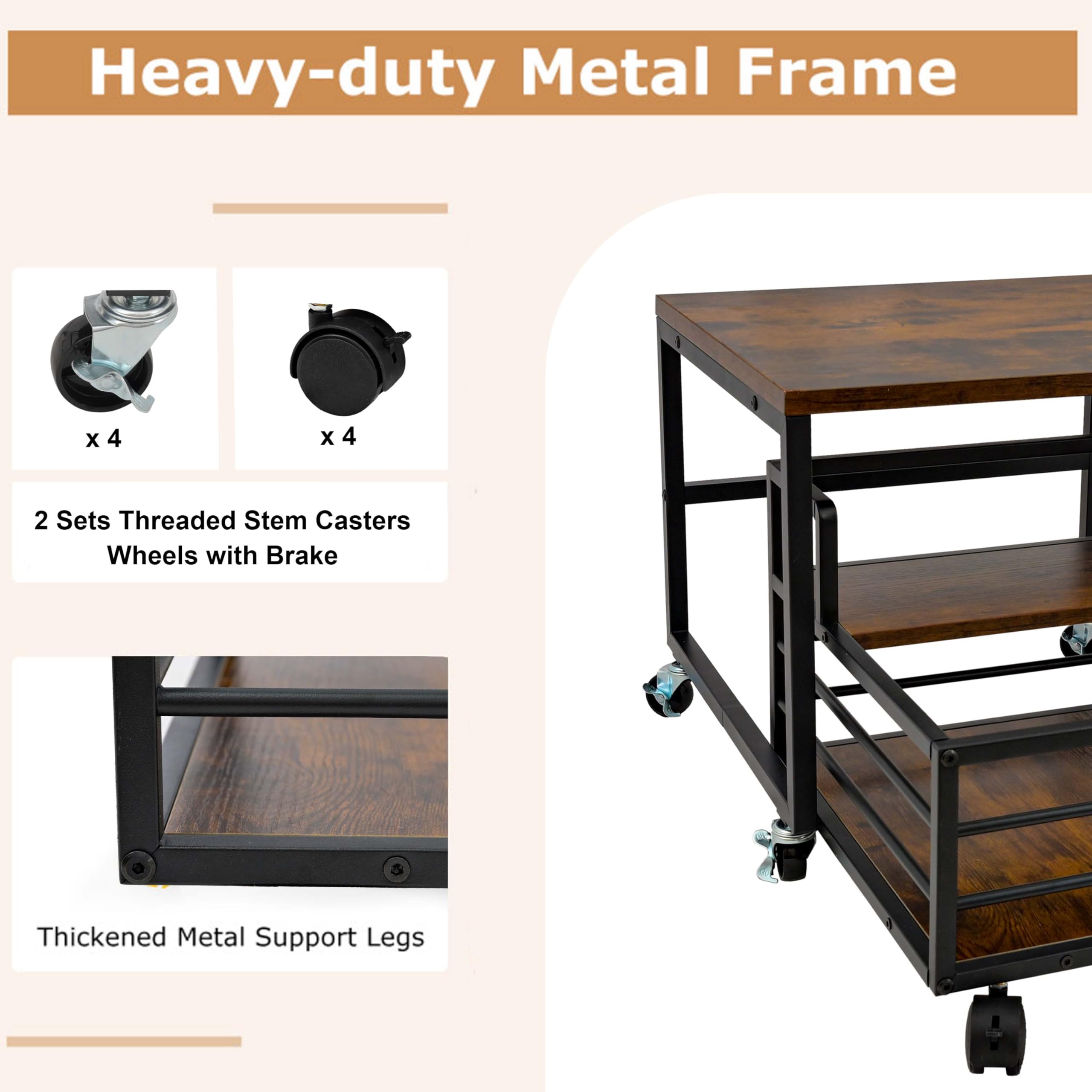 HIBOAT mini fridge stand with 360-degree lockable wheels for easy mobility