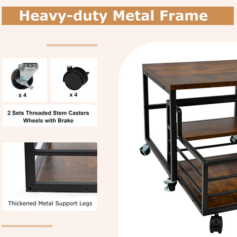 HIBOAT mini fridge stand with 360-degree lockable wheels for easy mobility