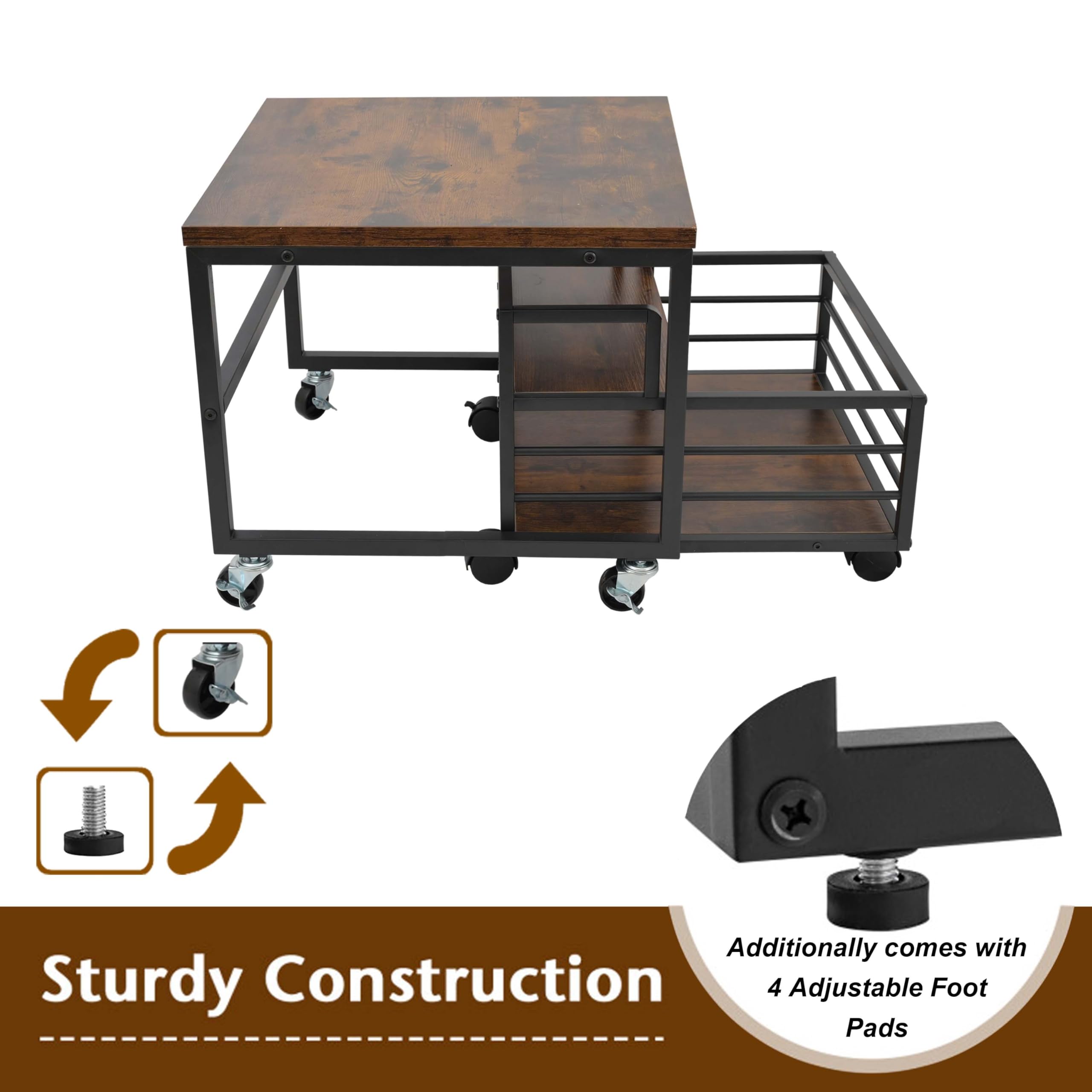 HIBOAT mini fridge stand features a durable metal frame for steady support