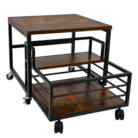 HIBOAT mini fridge stand with sliding basket under cabinet for organized beverages