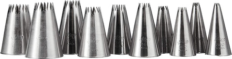 Ateco 870 stainless steel pastry tips for precise star shapes.