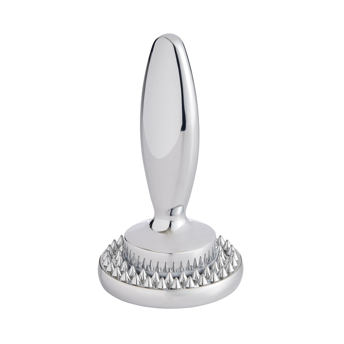 HIC Kitchen dual meat tenderizer top view highlighting sturdy chrome-plated zinc construction