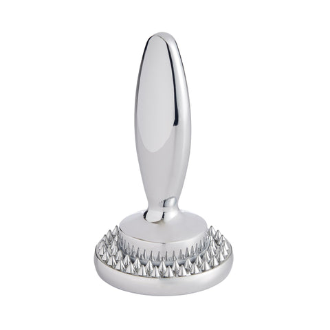 HIC Kitchen dual meat tenderizer top view highlighting sturdy chrome-plated zinc construction