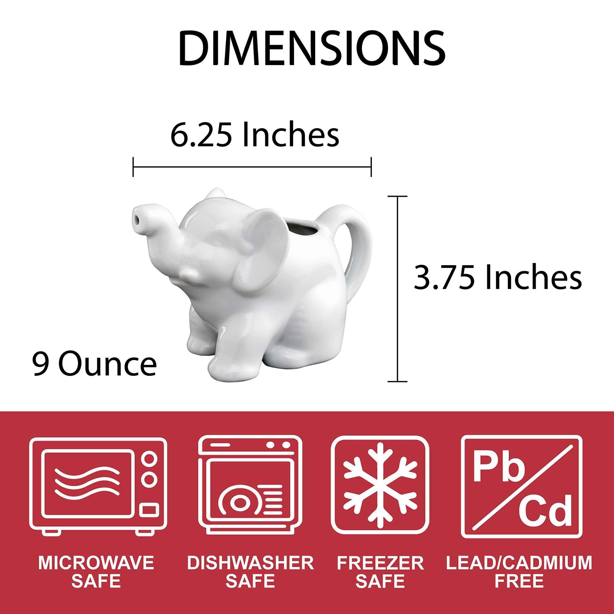 HIC Kitchen Elephant Creamer serving milk and cream on breakfast tray and tables.