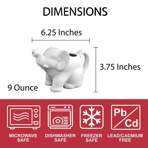 HIC Kitchen Elephant Creamer serving milk and cream on breakfast tray and tables.