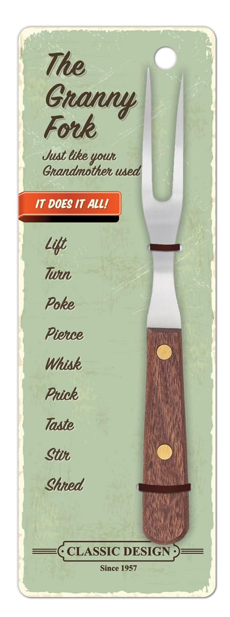 HIC Kitchen Granny Fork hand washable with a durable walnut handle