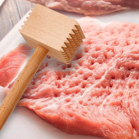 HIC Kitchen meat tenderizer smooth side creates even, thin cutlets for veal, poultry, or fish.