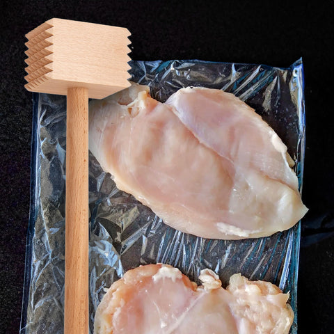 HIC Kitchen meat tenderizer textured side breaks tougher fibers for beef, pork, or game.