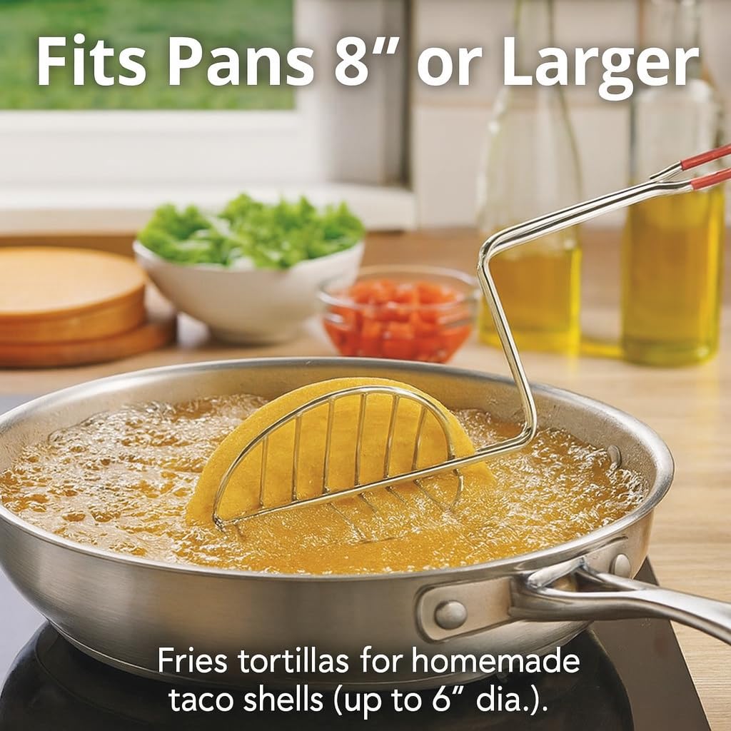 HIC Kitchen Taco Shell Tongs stay-cool handle keeps hands safe.