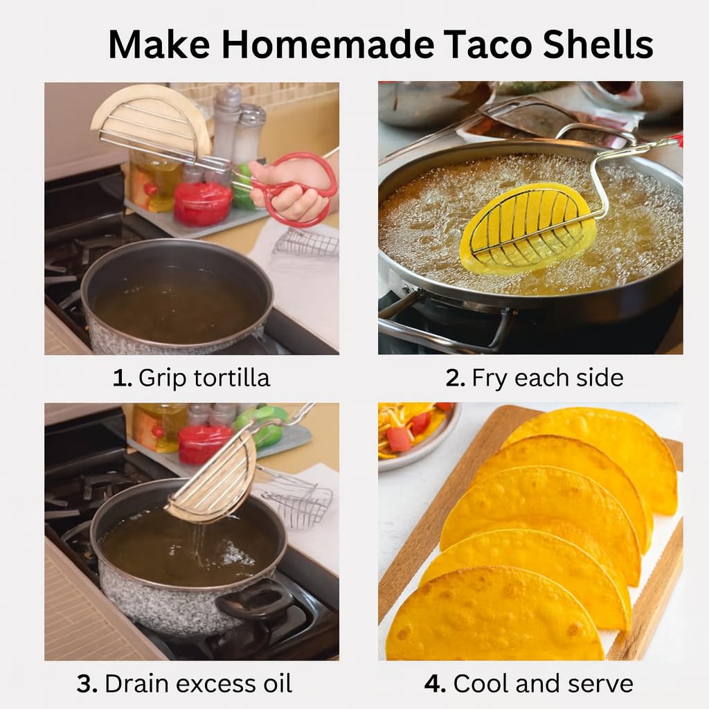 HIC Kitchen Taco Shell Tongs versatile tool for appetizers and desserts.