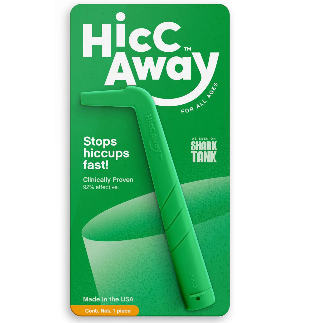 HICCAWAY hiccup straw for child use provides gentle relief for little hiccups.