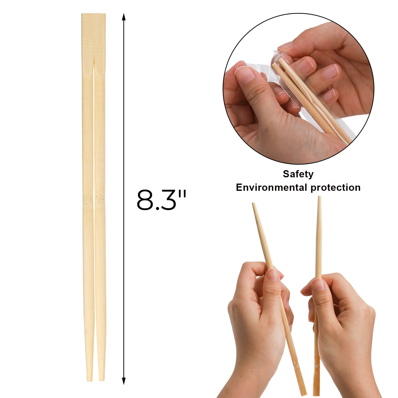 Hiceeden 8.3 inch tapered-tip chopsticks for easy food pickup