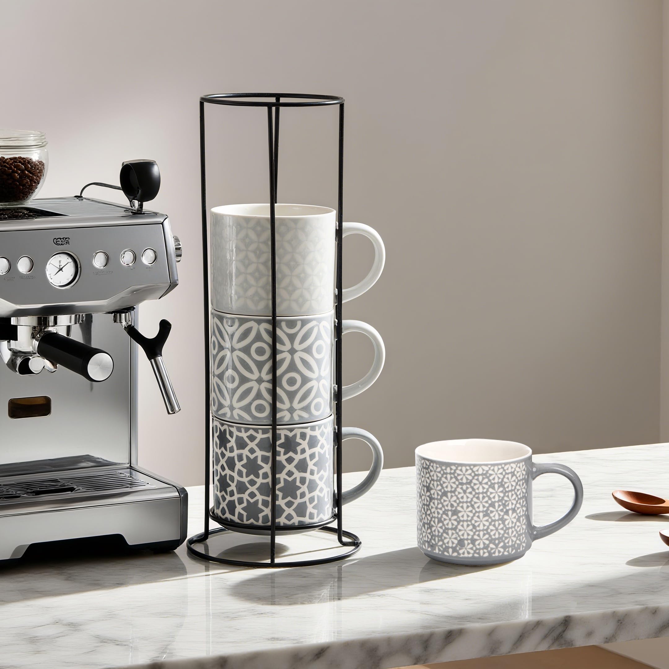 Dishwasher and microwave safe mugs for easy daily use.