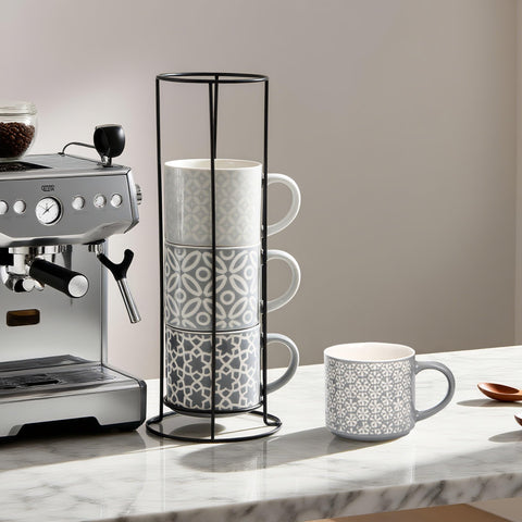 Dishwasher and microwave safe mugs for easy daily use.
