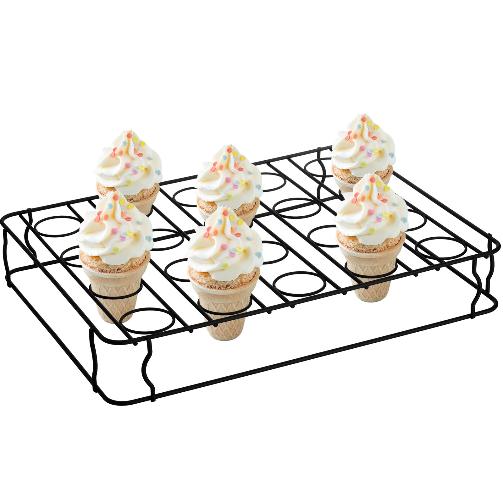 Hiceeden ice-cream cone stand top view showing 20 holes for baking and cooling.