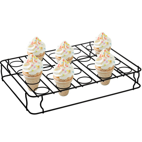 Hiceeden ice-cream cone stand top view showing 20 holes for baking and cooling.