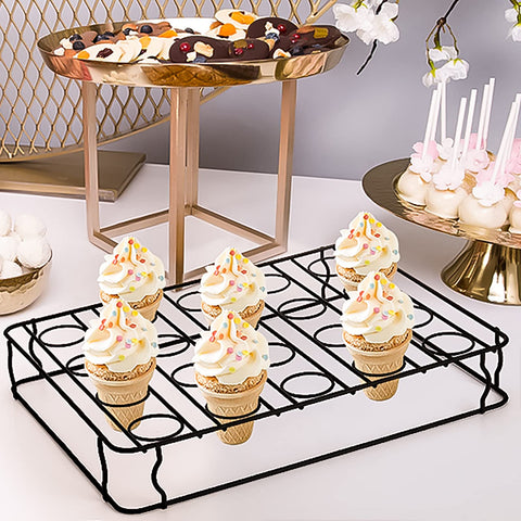 Hiceeden ice-cream cone stand in oven ready for baking minis.
