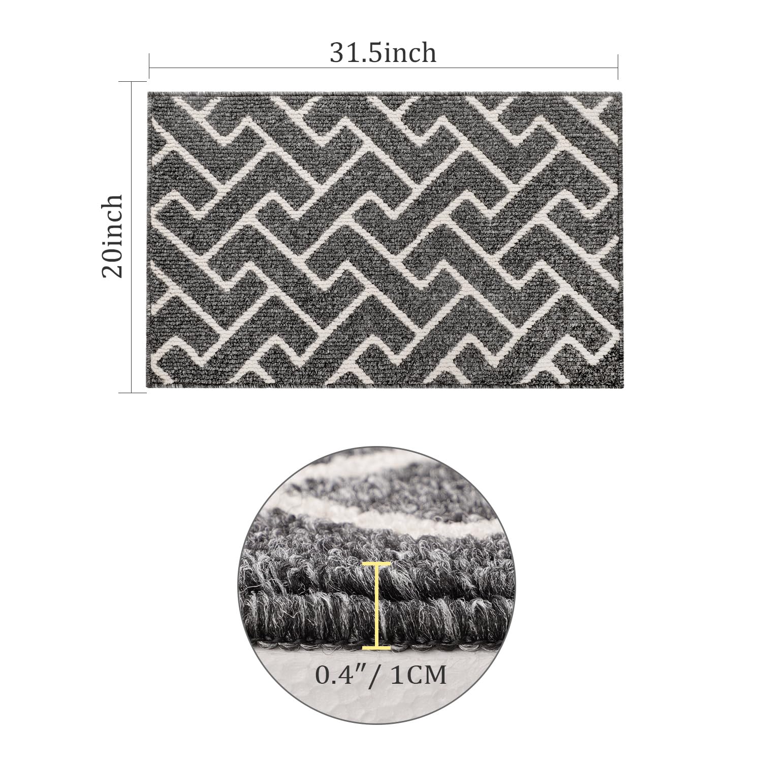 hicorfe Doormat shows a non-slip backing preventing slips on indoor floors.