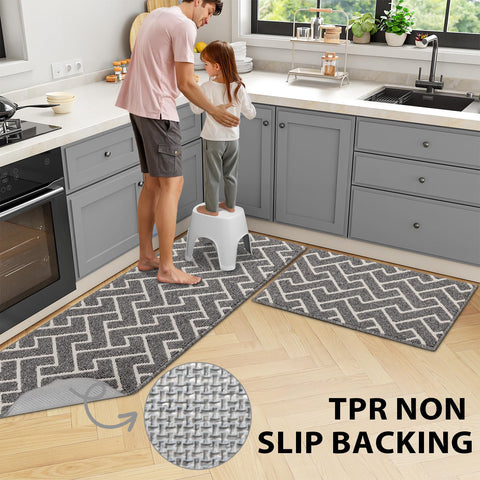 hicorfe easy-clean kitchen rug – ribbed surface traps dirt for quick cleaning.