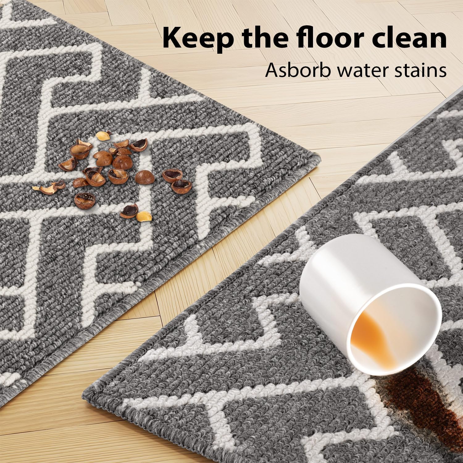 hicorfe multi-use kitchen rug – gradient design suits kitchen hallway and laundry.