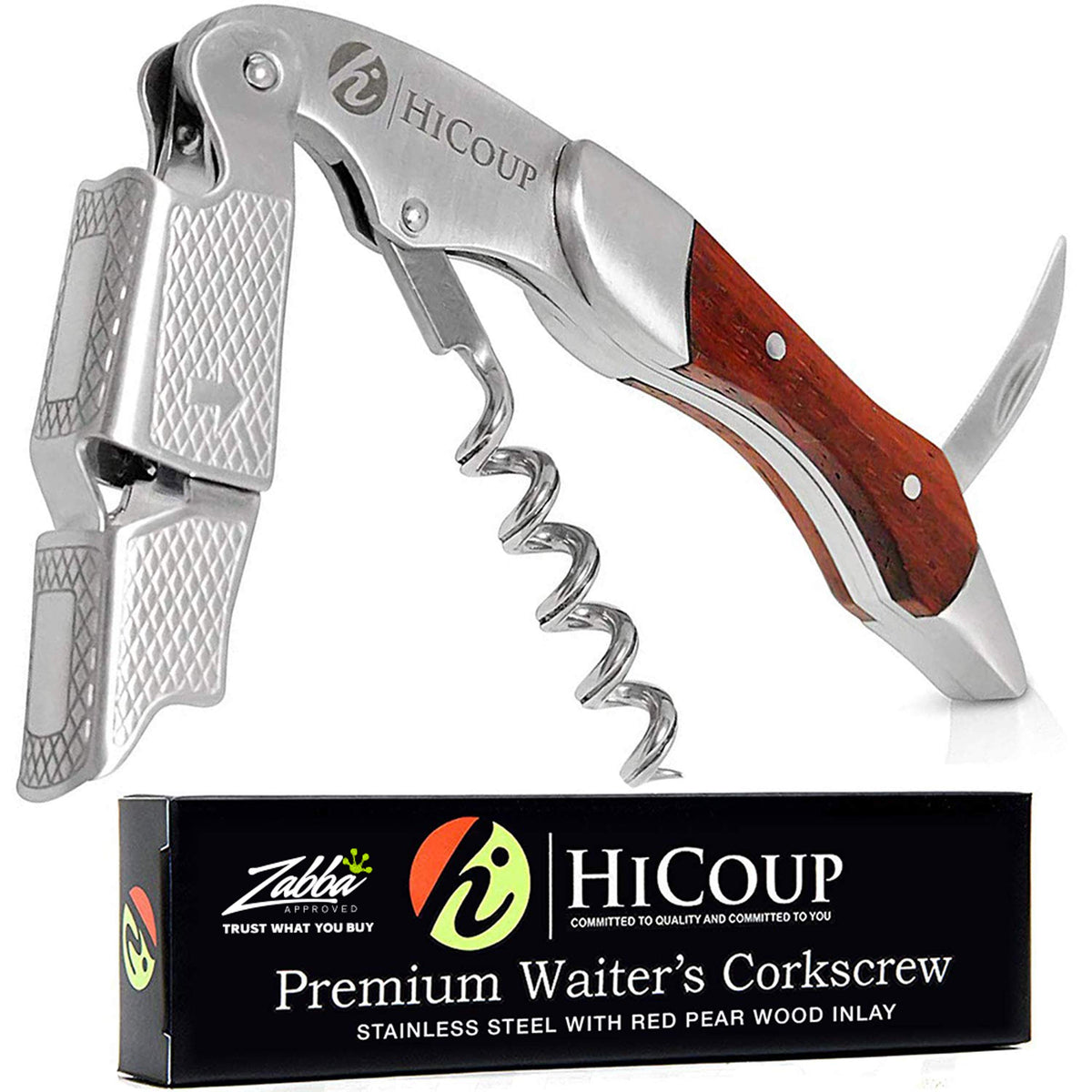HiCoup Wine Opener with ergonomic handle offers comfortable grip for smooth cork removal.