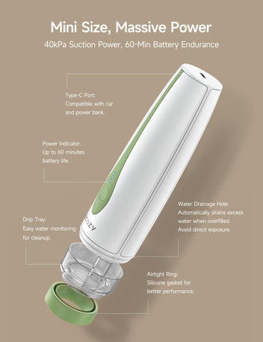 HiCOZY V1 water-level stop protects the motor during wet sealing.