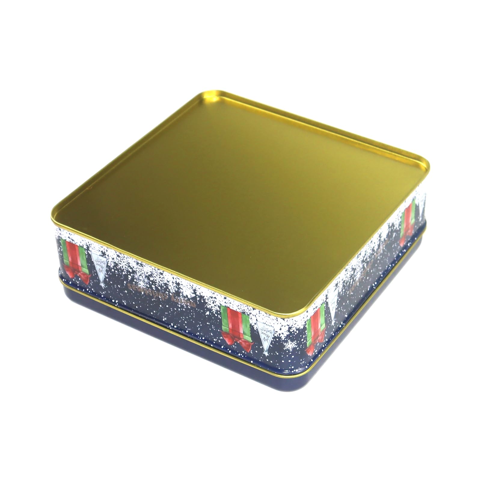 HIDERLYS purple finish square tin adds festive decor to any kitchen shelf.