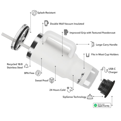 Hidrate Spark Pro 2 30oz capacity suits daily hydration needs.