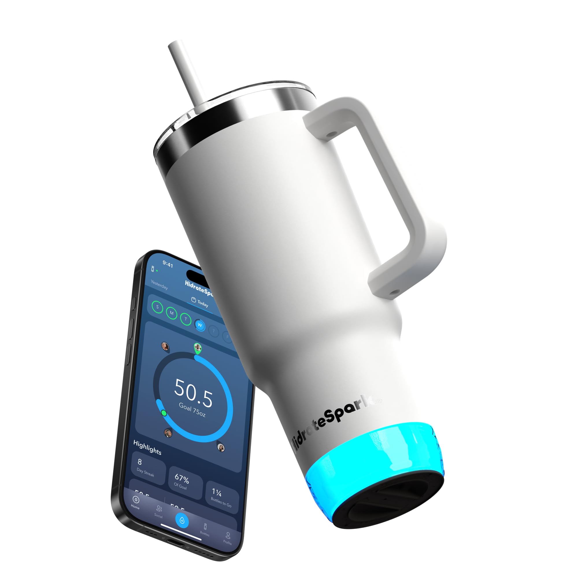 Hidrate Spark Pro 2 bottle glow reminders illuminate hydration cues.