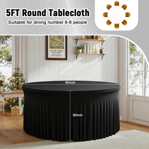 Hietaap round tablecloth with skirt provides secure, elegant drape