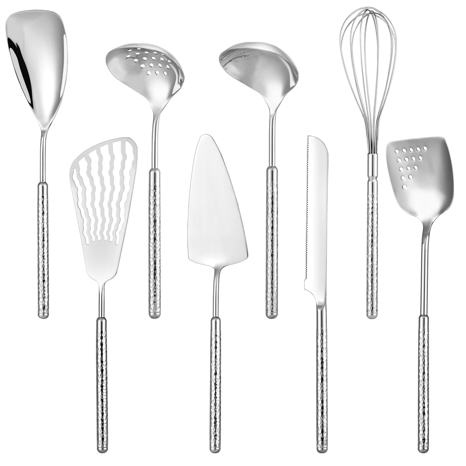 HIFIND 8-piece stainless steel utensils set displayed for versatile everyday cooking