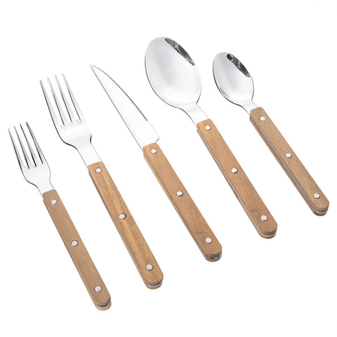 HIFIND acacia wood handle dinner knives with natural grain for elegant dining