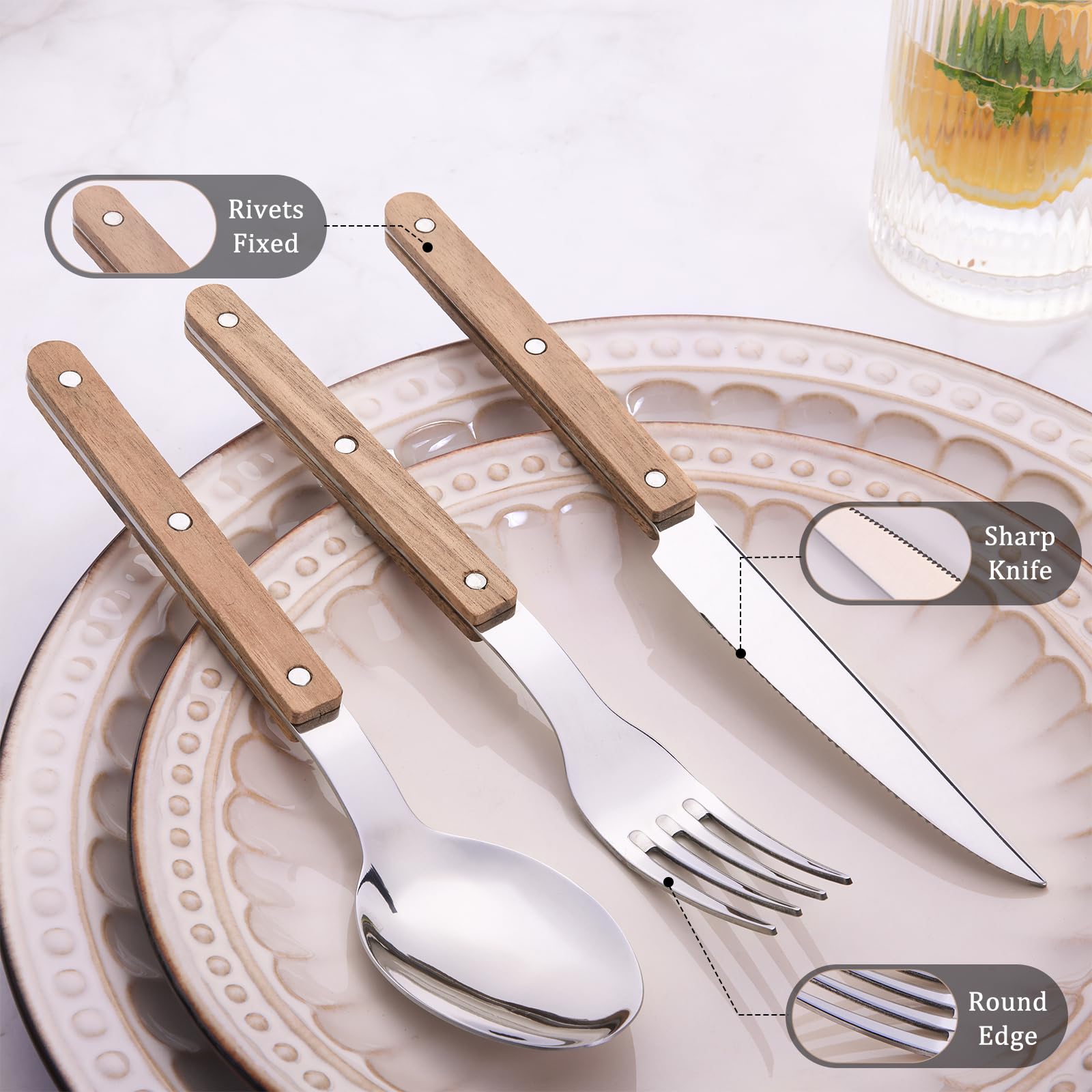 HIFIND acacia wood handle teaspoons offering comfortable grip for tea time